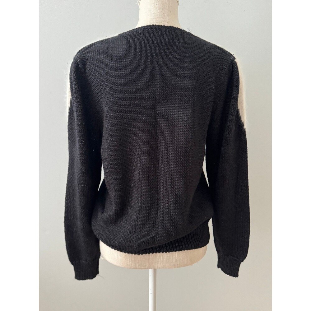 Vintage 80s Illustrations Wool Blend Sequin Pullover Sweater Size Medium - Picture 3 of 7